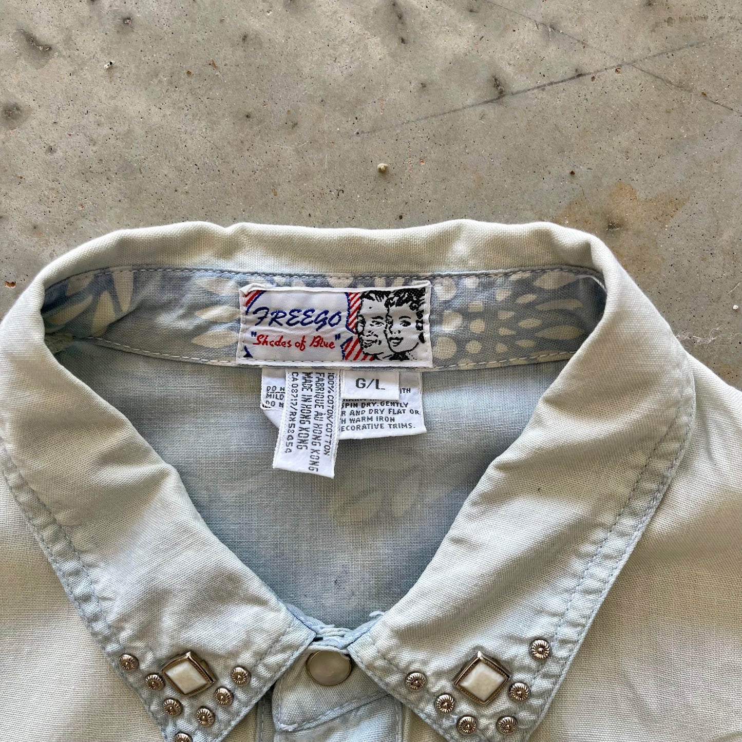 Vintage Embellished Western Chambray Shirt
