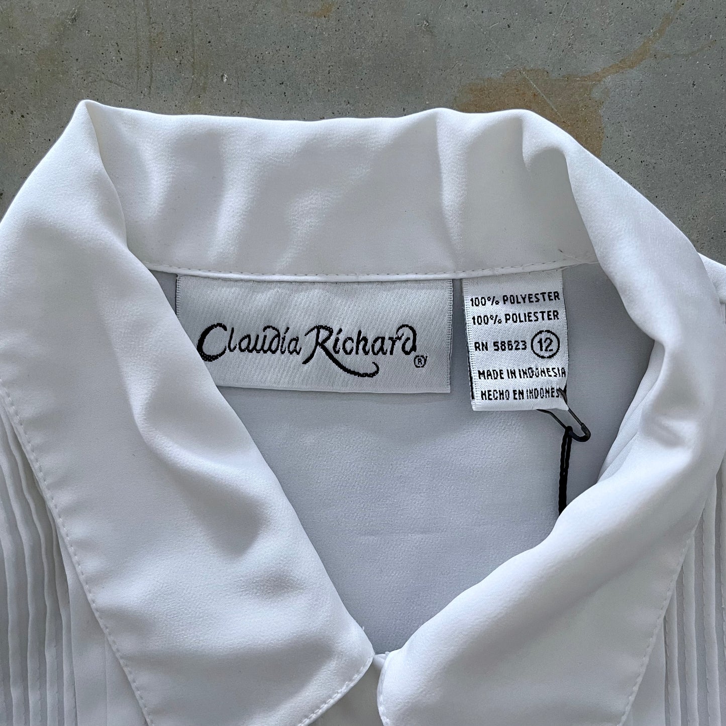 Claudia Richard Pleated Tuxedo Style Blouse