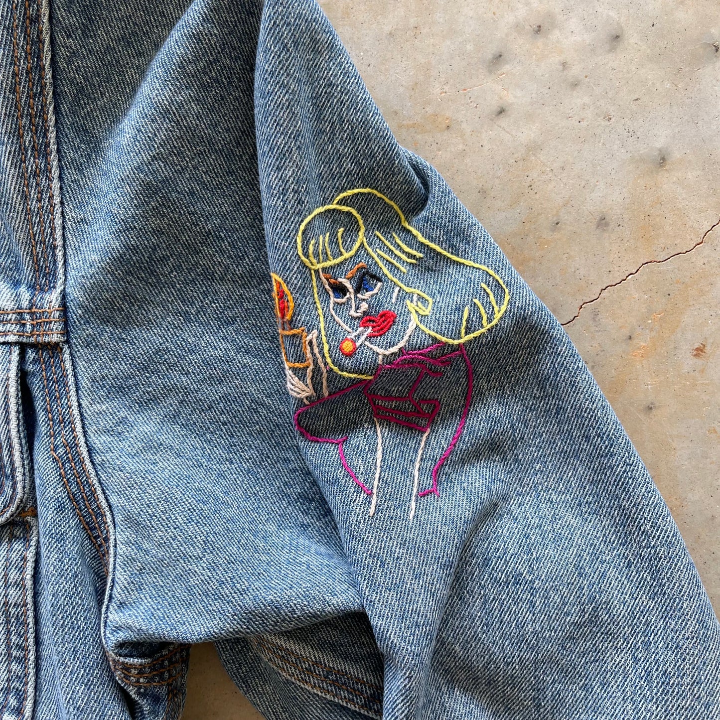 Chain stitch jean jacket