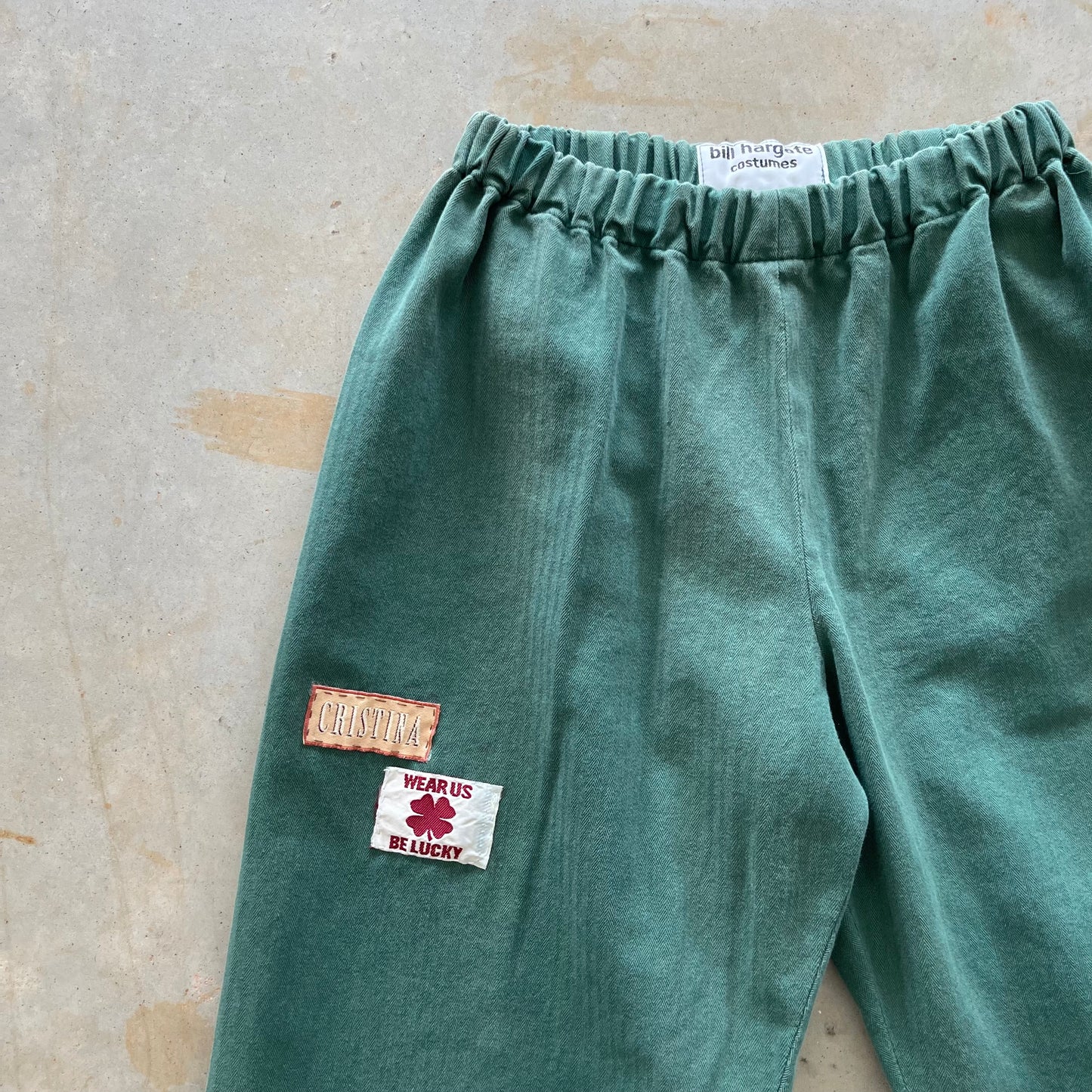 Vintage clothing tag patch pants