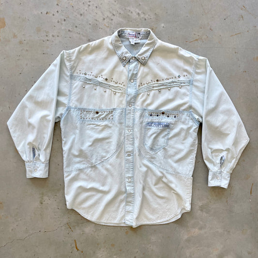 Vintage Embellished Western Chambray Shirt