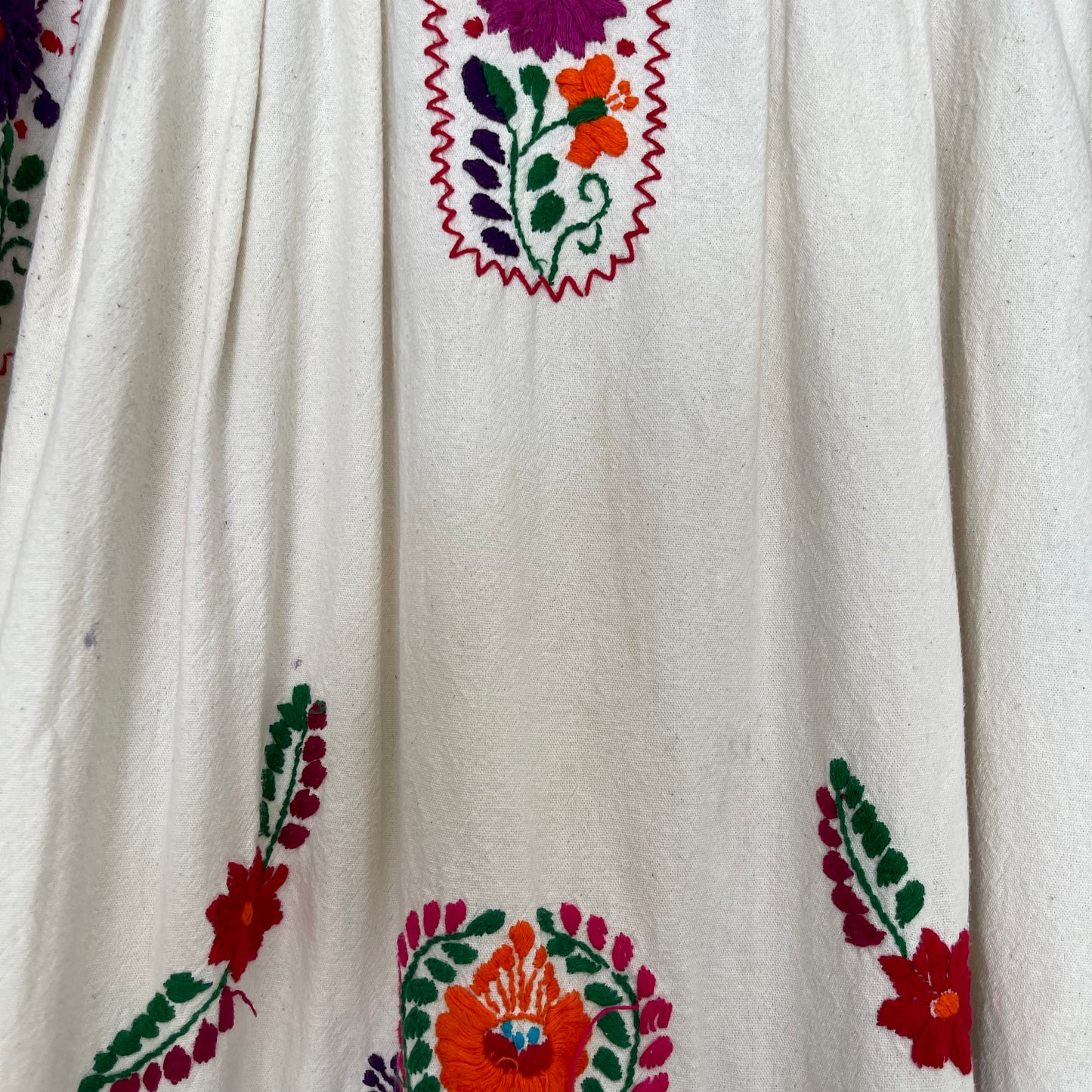 1970s Mexican Embroidered Cotton Summer Dress