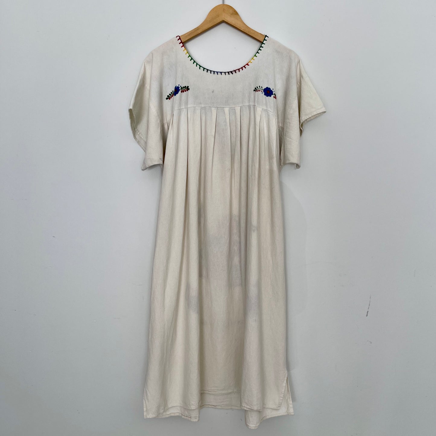 1970s Mexican Embroidered Cotton Summer Dress