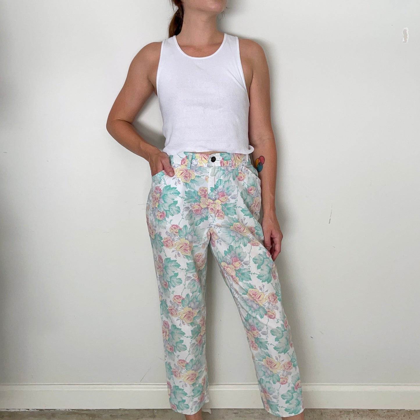 1980s Chic Brand Floral Pants