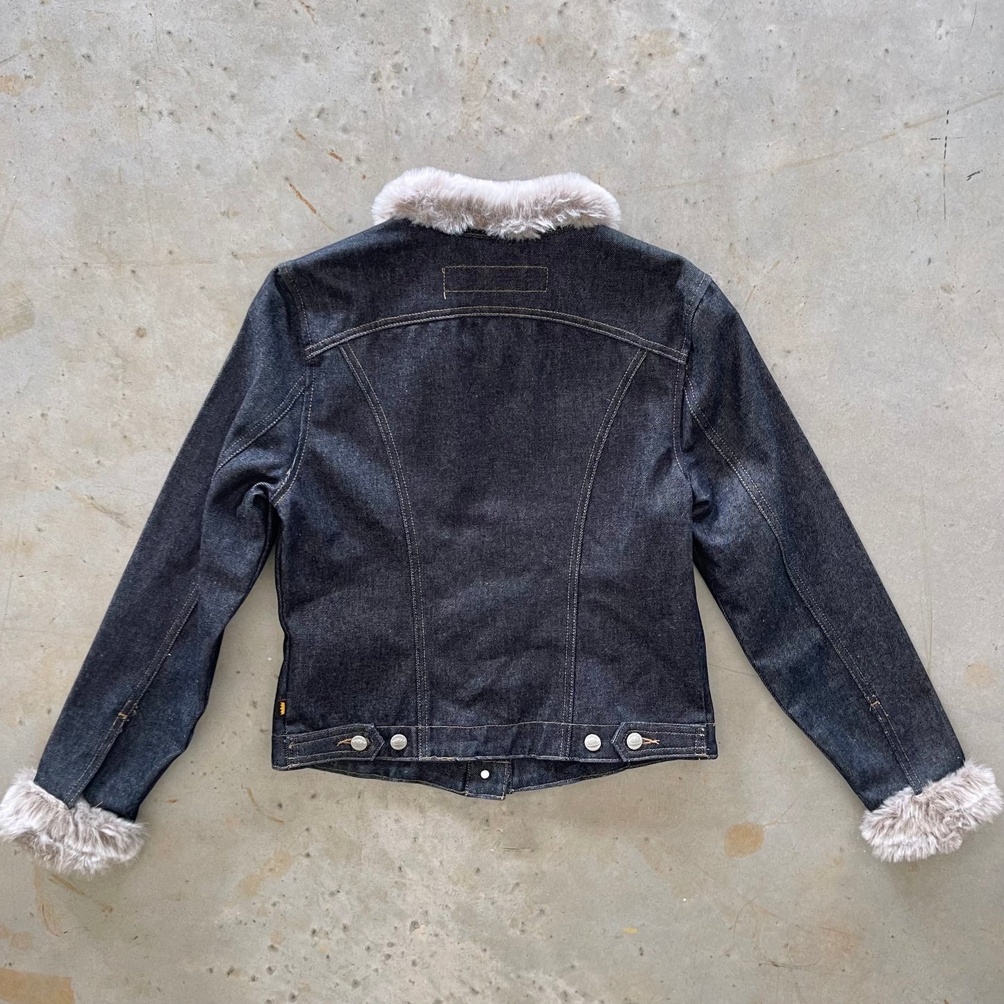 2000s Todd Oldham Faux Fur trim Denim Jacket