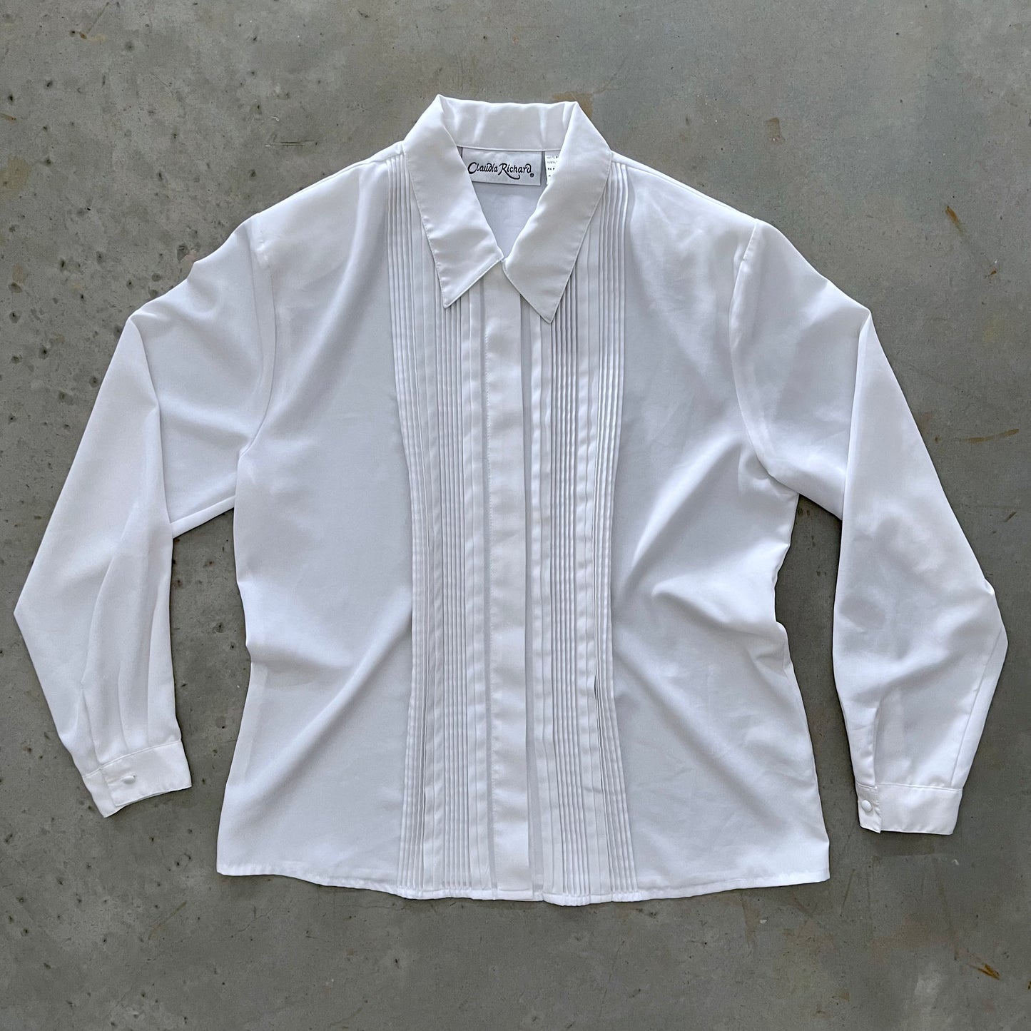 Claudia Richard Pleated Tuxedo Style Blouse