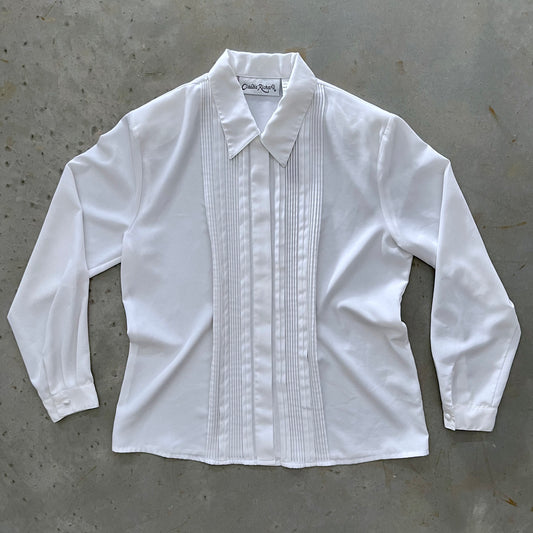 Claudia Richard Pleated Tuxedo Style Blouse