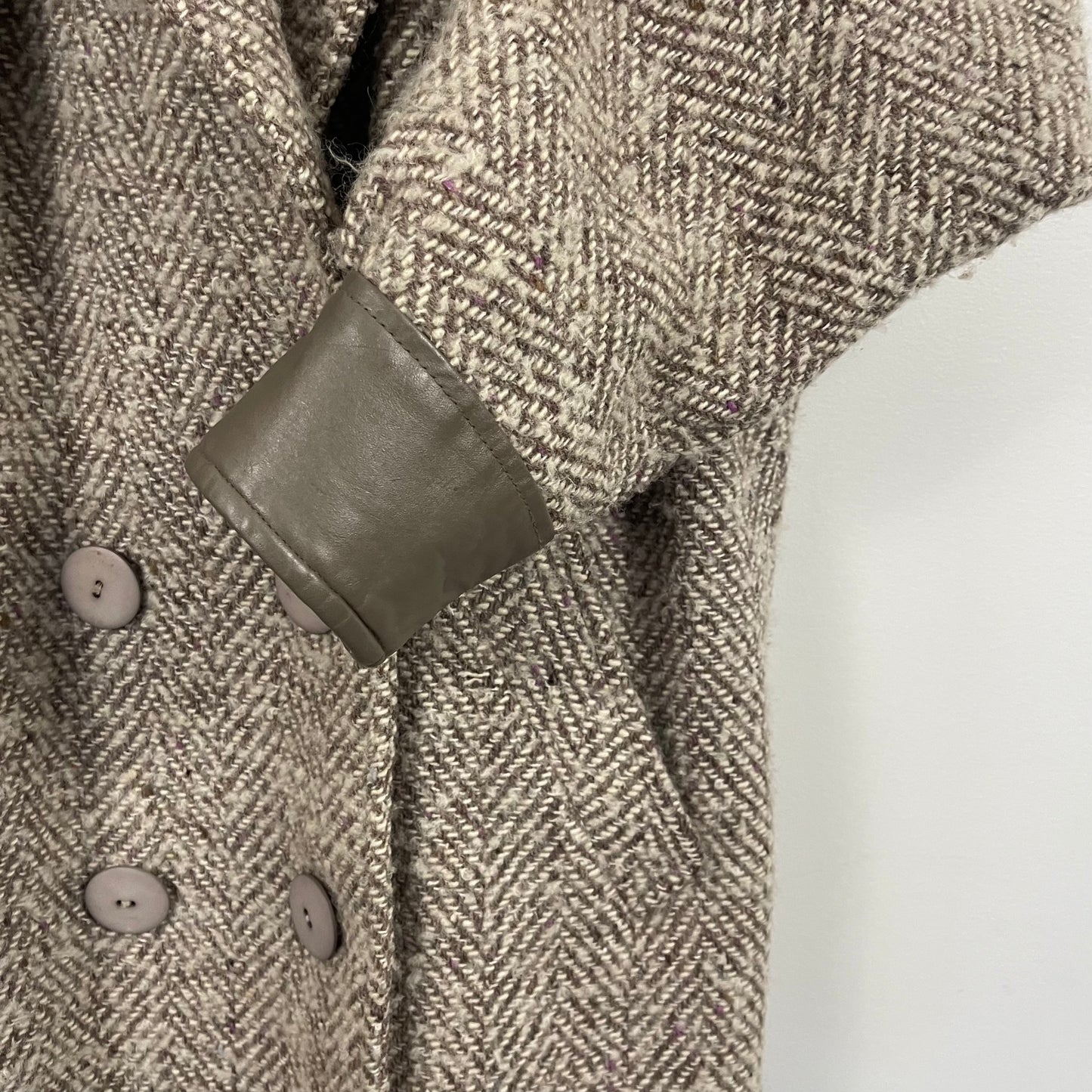 1980s Braefair Wool & Leather Cocoon Winter Coat