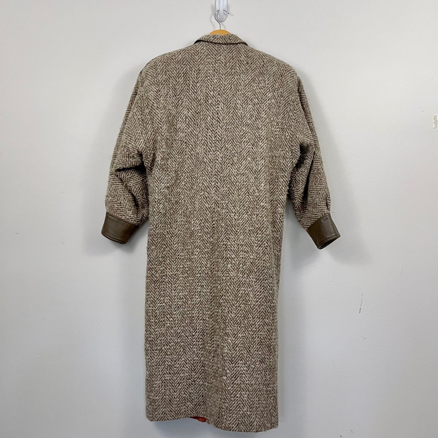 1980s Braefair Wool & Leather Cocoon Winter Coat