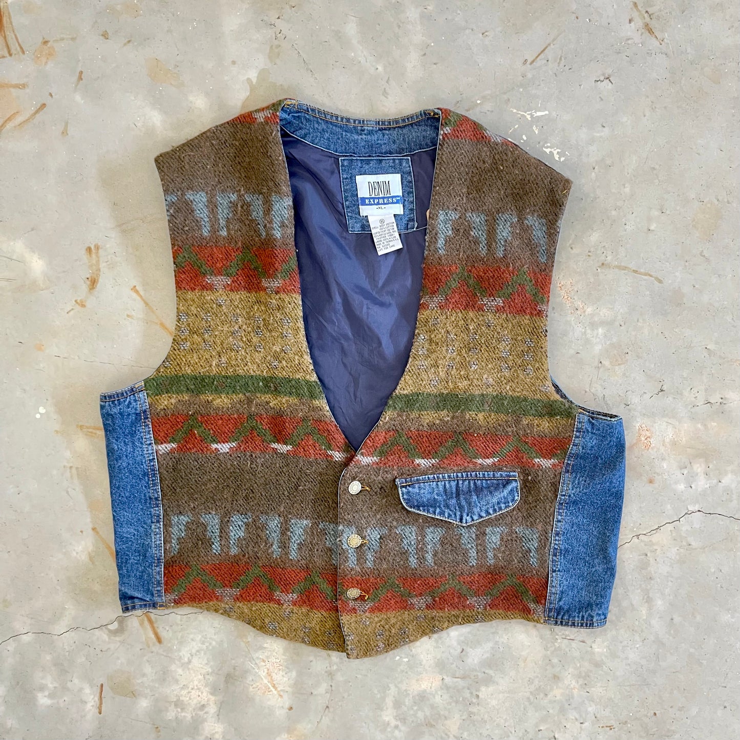 1990s Denim Express denim & wool vest