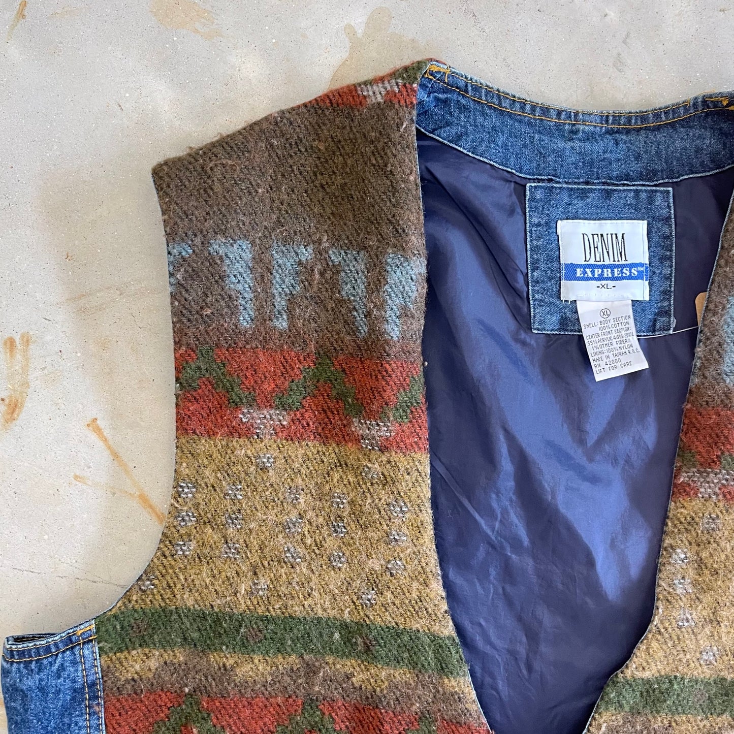 1990s Denim Express denim & wool vest