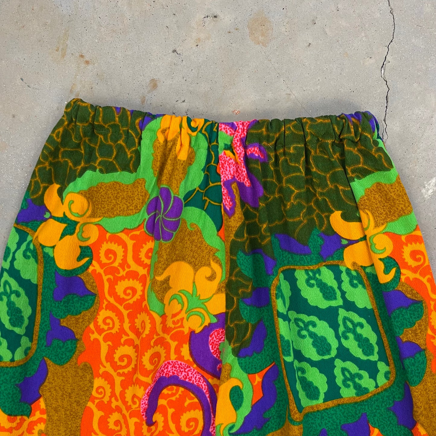 1970s Neon Pattern Flared Pants